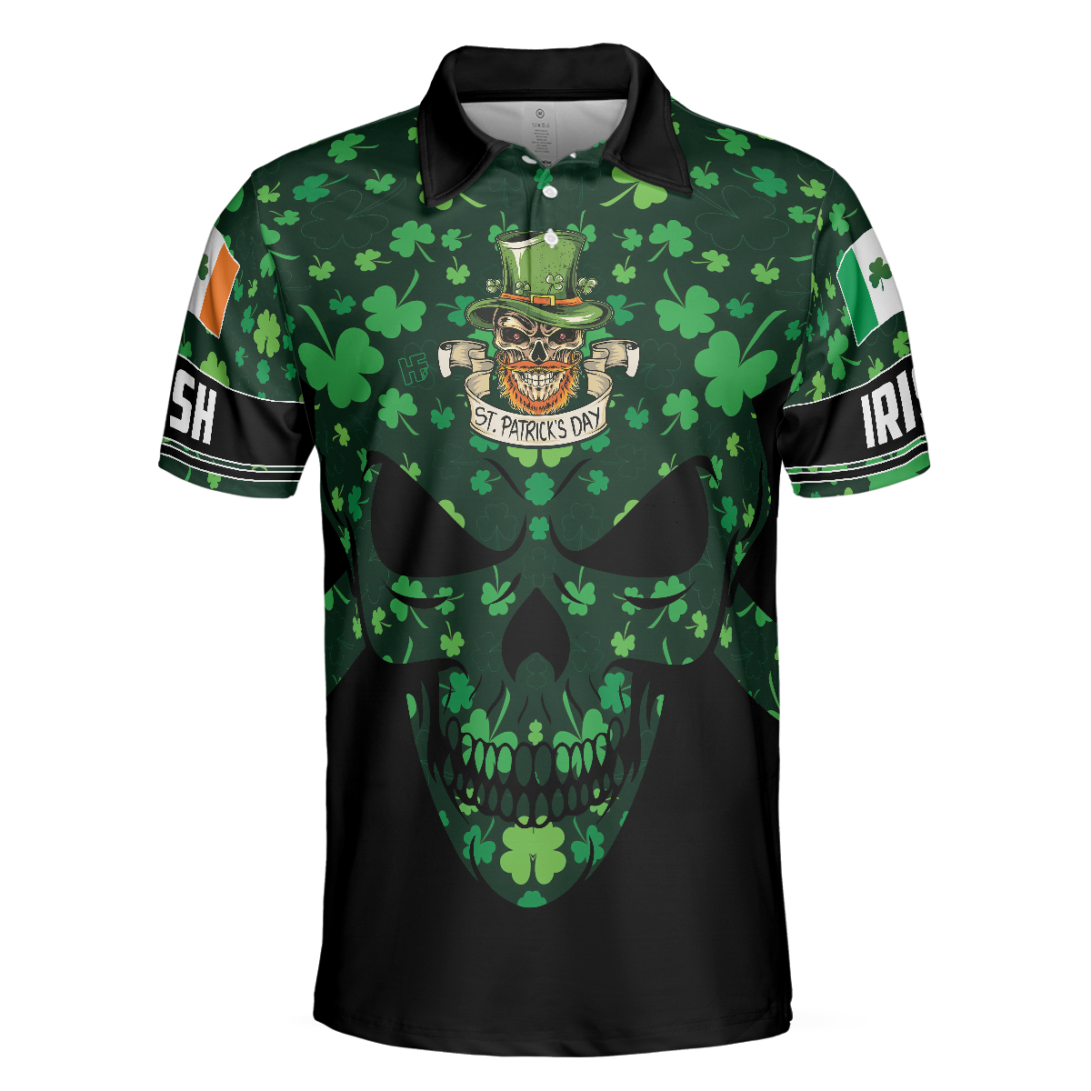 St Patrick’s Day Skull Polo Shirt, Cool Skull St Patrick's Day Polo Shirt, St Patrick Shirt For Men - Hyperfavor