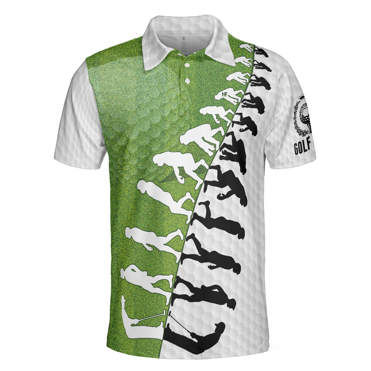 The Evolution Of Golfer Through Generations Golf Polo Shirt, White And Green Golf Shirt For Men - Hyperfavor