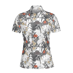 Tropical Flowers Shirt Short Sleeve Women Polo Shirt - Hyperfavor