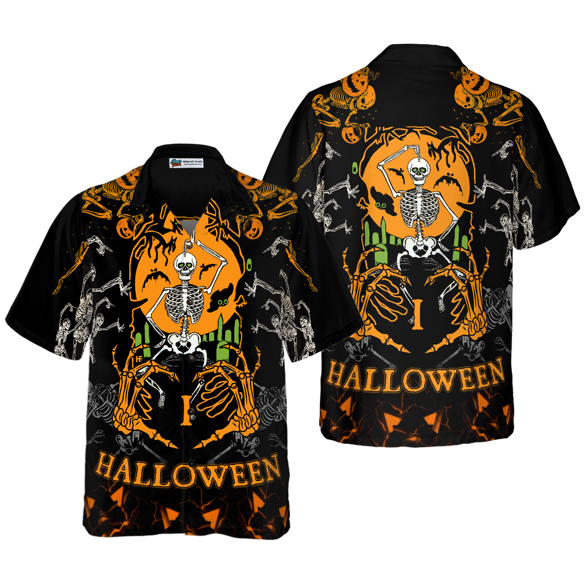 Skeleton Dances In The Darkness Hawaiian Shirt - Hyperfavor