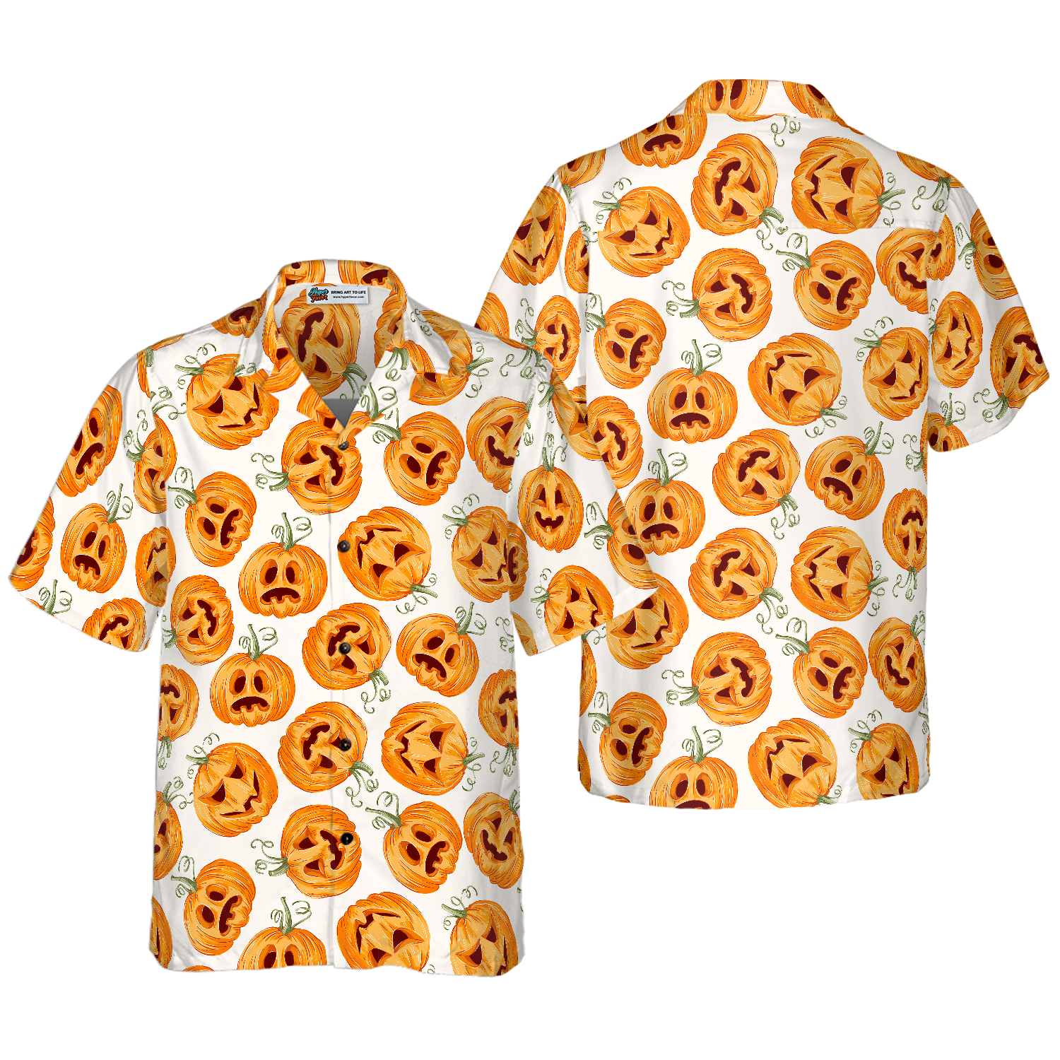 Pumpkin Pattern Halloween Hawaiian Shirt, Halloween Shirt For Men And Women - Hyperfavor