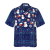 Hyperfavor Christmas Hawaiian Shirts, Christmas Snowman Dark Blue Plaid Pattern Shirt Short Sleeve, Christmas Shirt Idea Gift For Men And Women - Hyperfavor