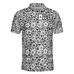 Poker All In Short Sleeve Polo Shirt, Black And White Poker Chip Pattern Polo Shirt, Best Poker Shirt For Men - Hyperfavor