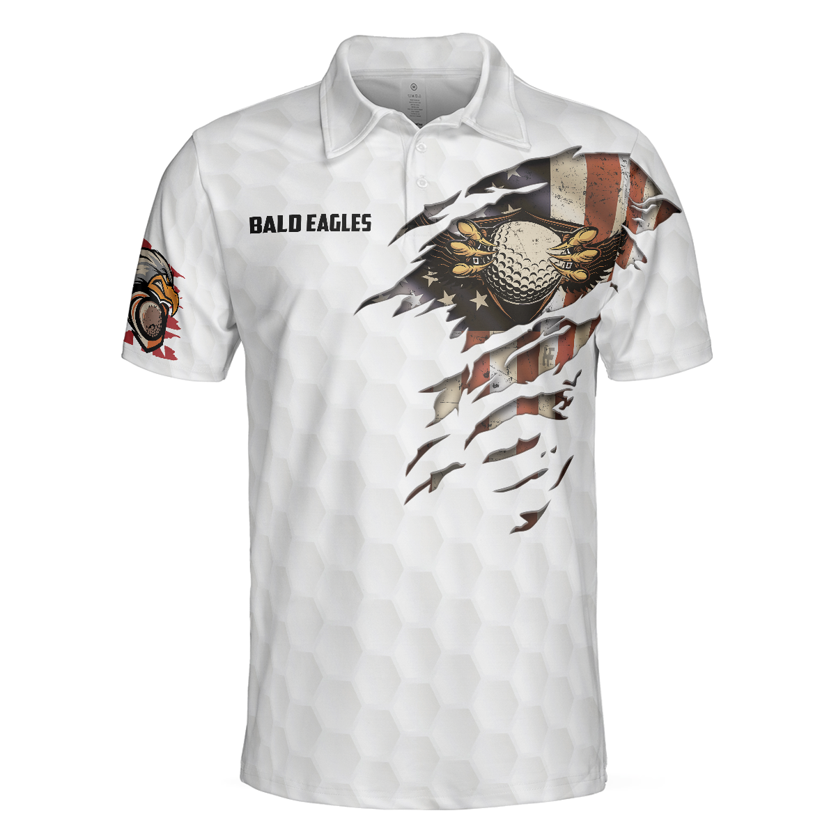 Bald Eagles American Golfer Eagle Golf Ball Texture Polo Shirt - Hyperfavor