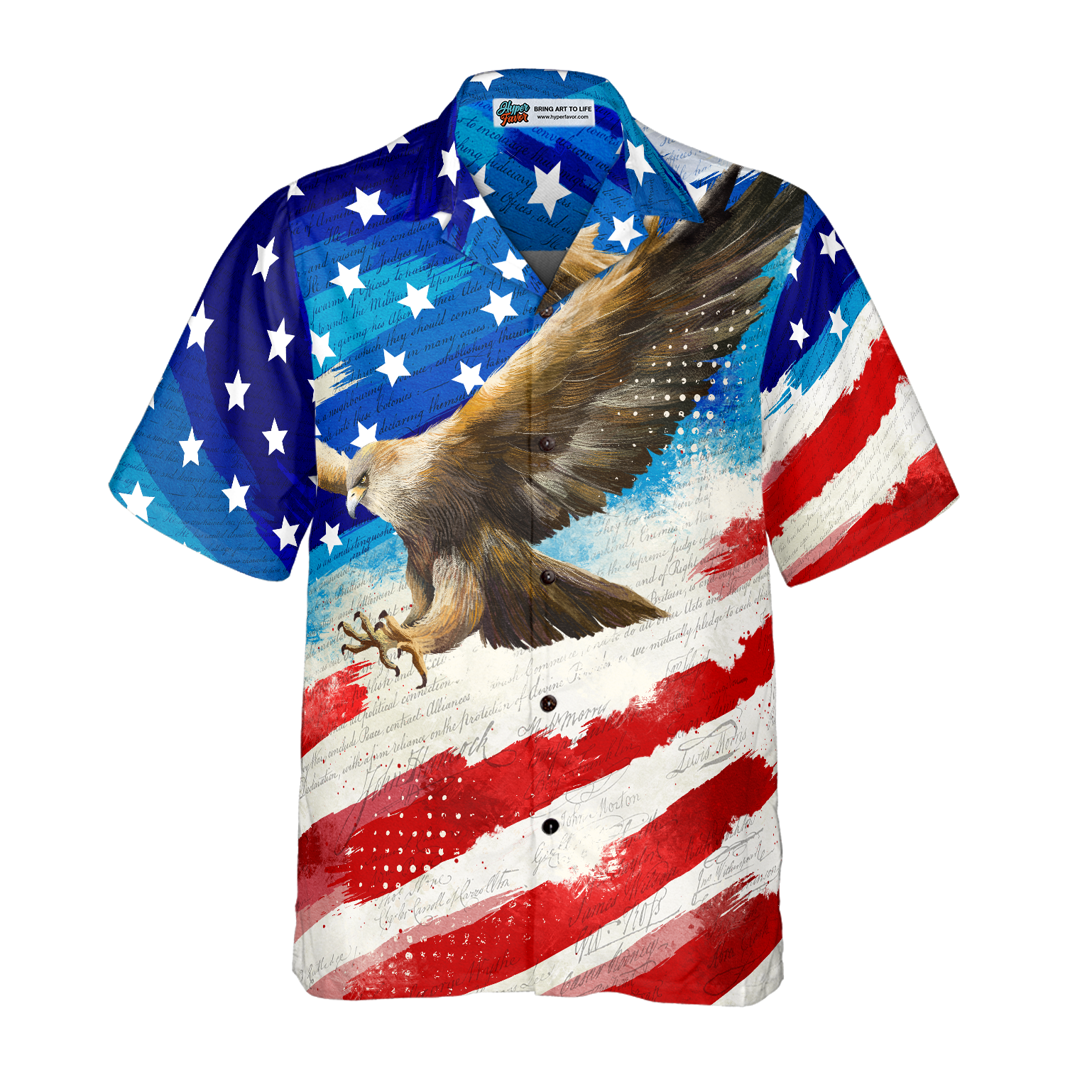 Vintage American Flag Eagle Hawaiian Shirt For Men - Hyperfavor