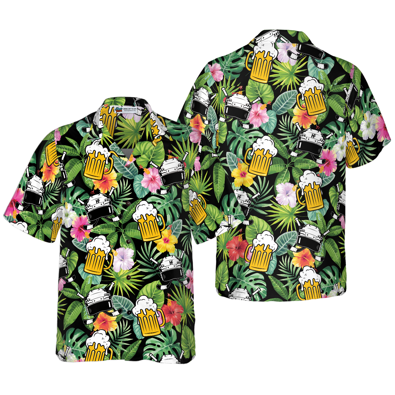 Summer Colorful Hockey And Beer Hawaiian Shirt - Hyperfavor