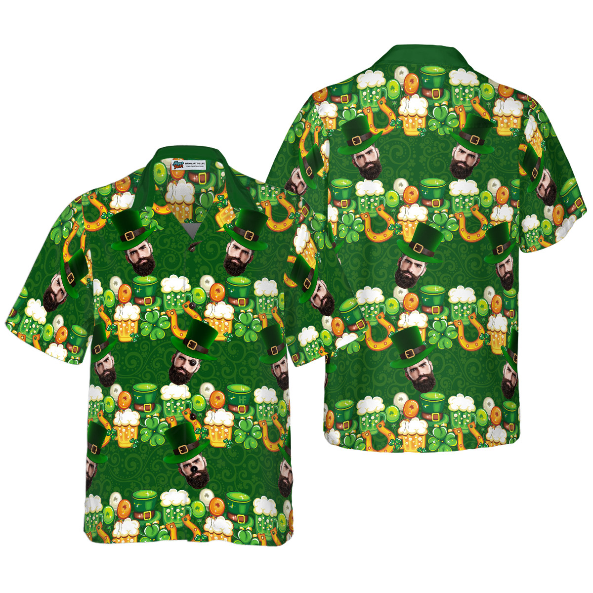 Saint Patrick's Day Personalized Beard Face Custom Hawaiian Shirt - Hyperfavor