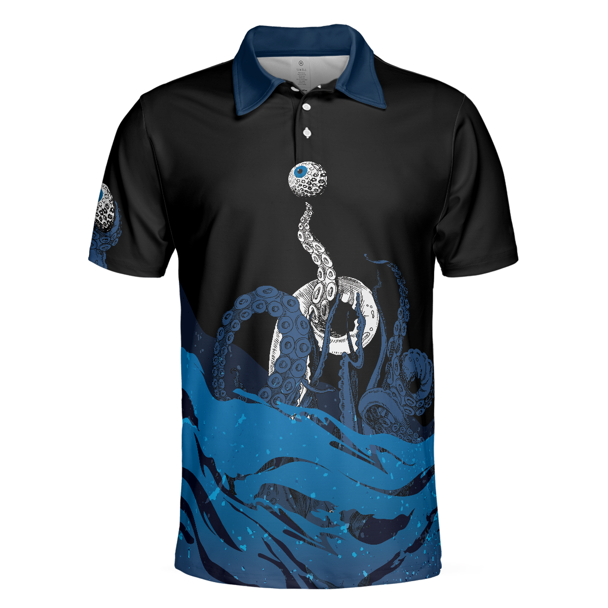 Blue Sea Octopus Golf Polo Shirt, Eye Golf Ball, Artistic Golf Shirt For Men, Gift For Golfers - Hyperfavor