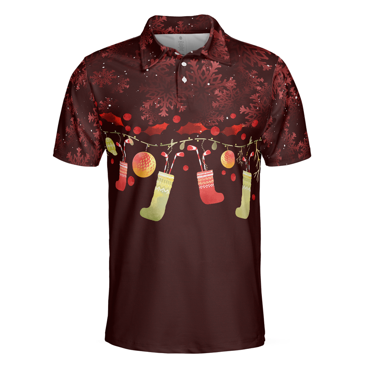 Christmas Golf Polo Shirts- Mens Golf Polo Shirts Short Sleeve- Red Christmas Pattern Shirt Dry Fit- Christmas Shirt Idea Gift For Men - Hyperfavor