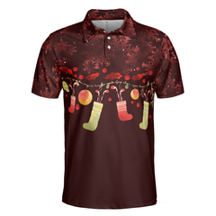 Christmas Golf Polo Shirts- Mens Golf Polo Shirts Short Sleeve- Red Christmas Pattern Shirt Dry Fit- Christmas Shirt Idea Gift For Men - Hyperfavor