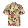 Brown Tribal Pattern Texas Hawaiian Shirt For Men, Armadillo And Longhorn Texas State Shirt, Proud Texas Flag Shirt For Men - Hyperfavor