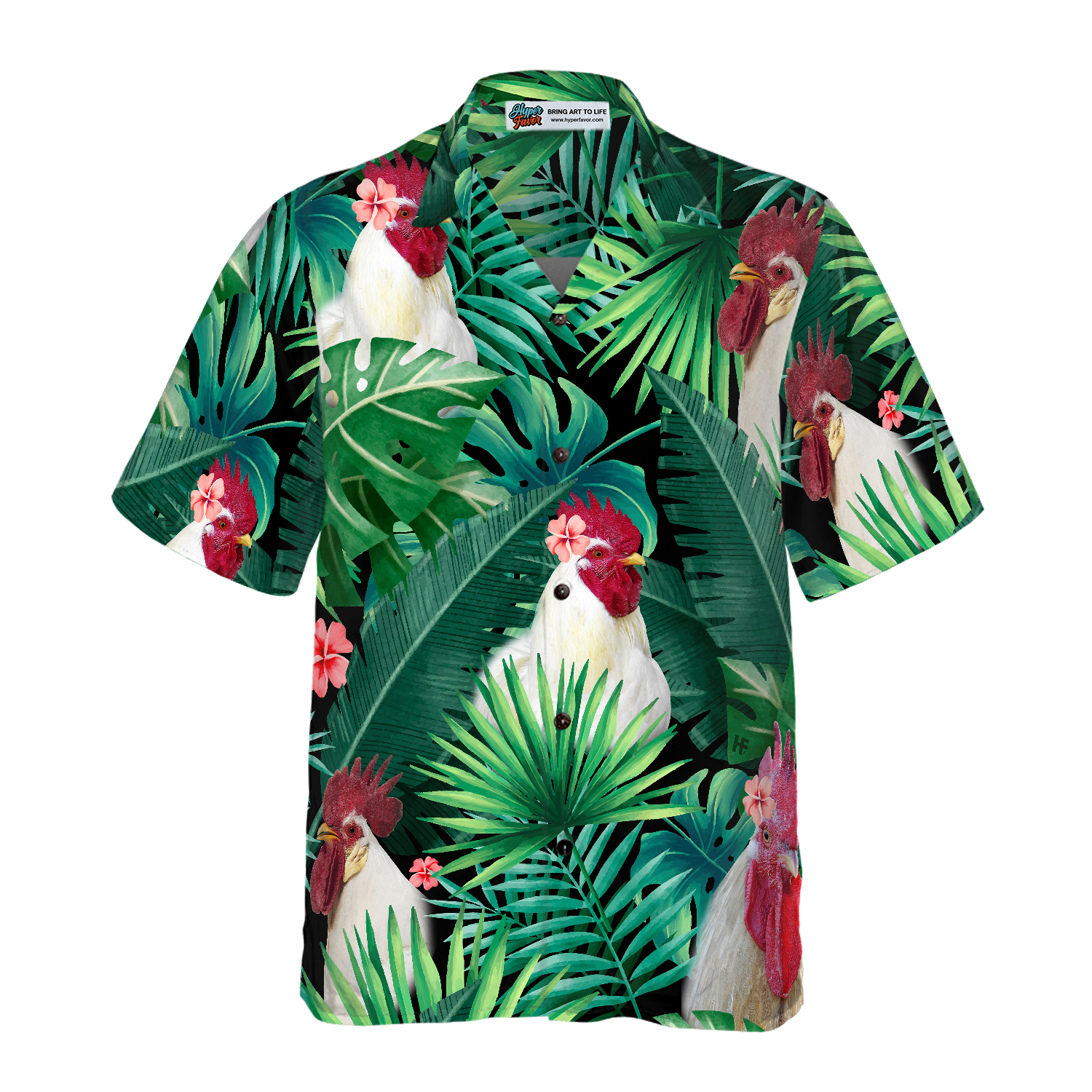 Tropical White Rooster Hawaiian Shirt - Hyperfavor