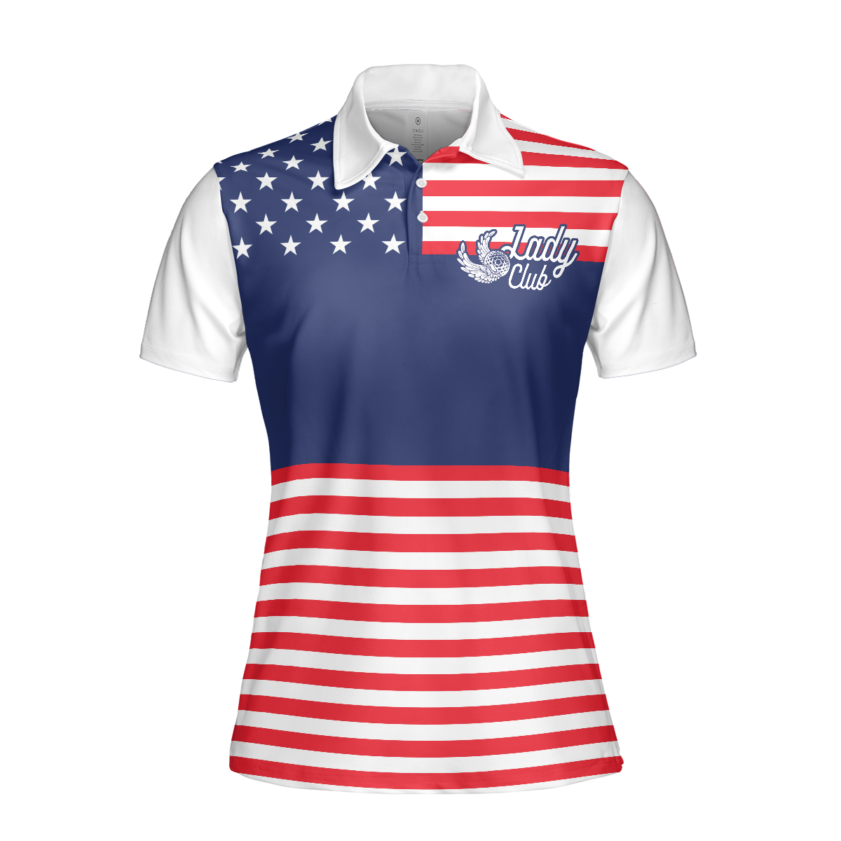 Lady Squad America Flag Golf Shirt, Short Sleeve Women Polo Shirt - Hyperfavor