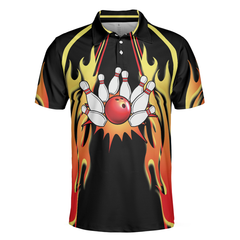 I'm Not Swearing I'm Using My Bowling Words Bowling Polo Shirt, Flame Tenpin Bowling Shirt With Sayings For Men - Hyperfavor