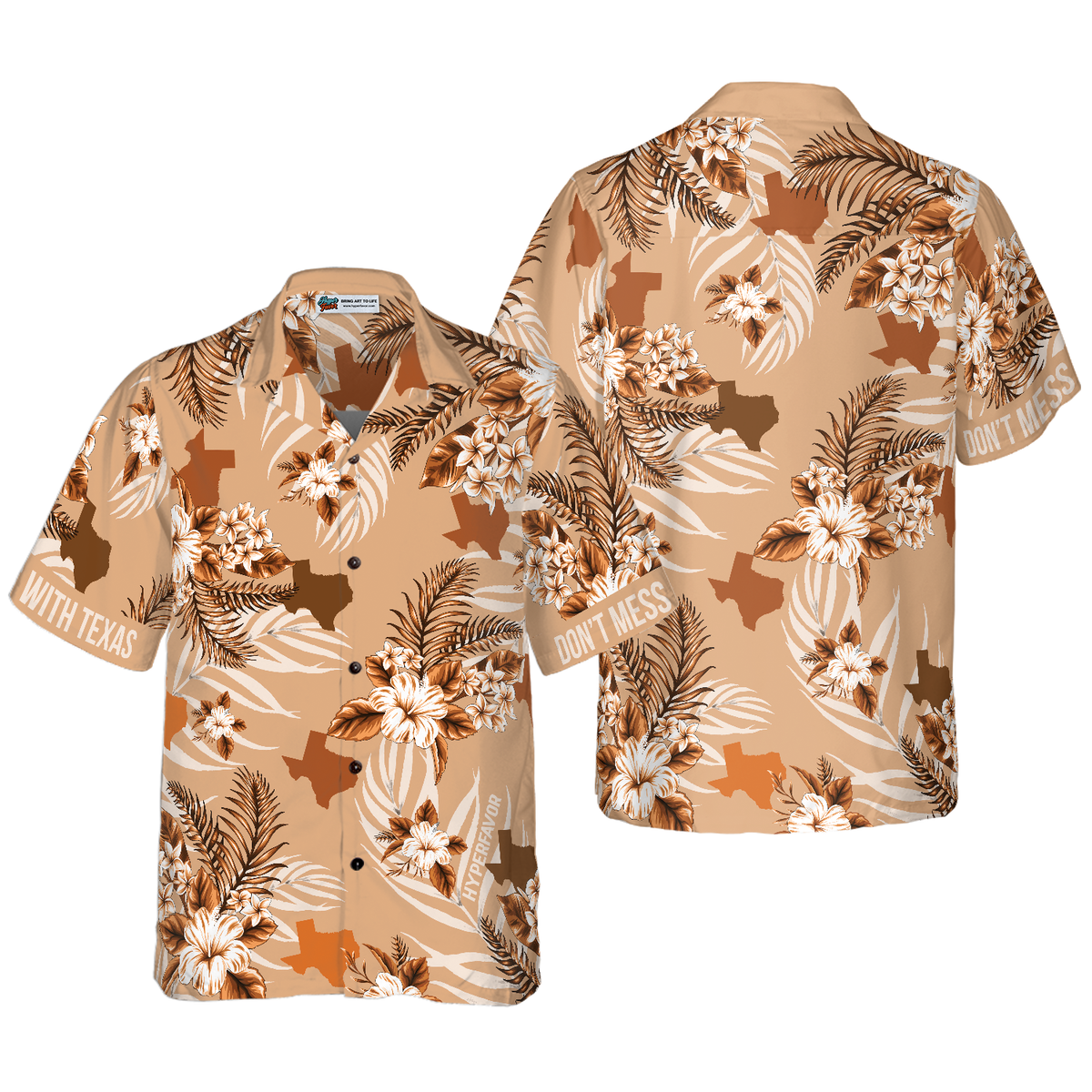 Brown Lone Star Nation Bluebonnet Texas Hawaiian Shirt, Don't Mess With Texas Shirt, Texas Shirt For Men - Hyperfavor