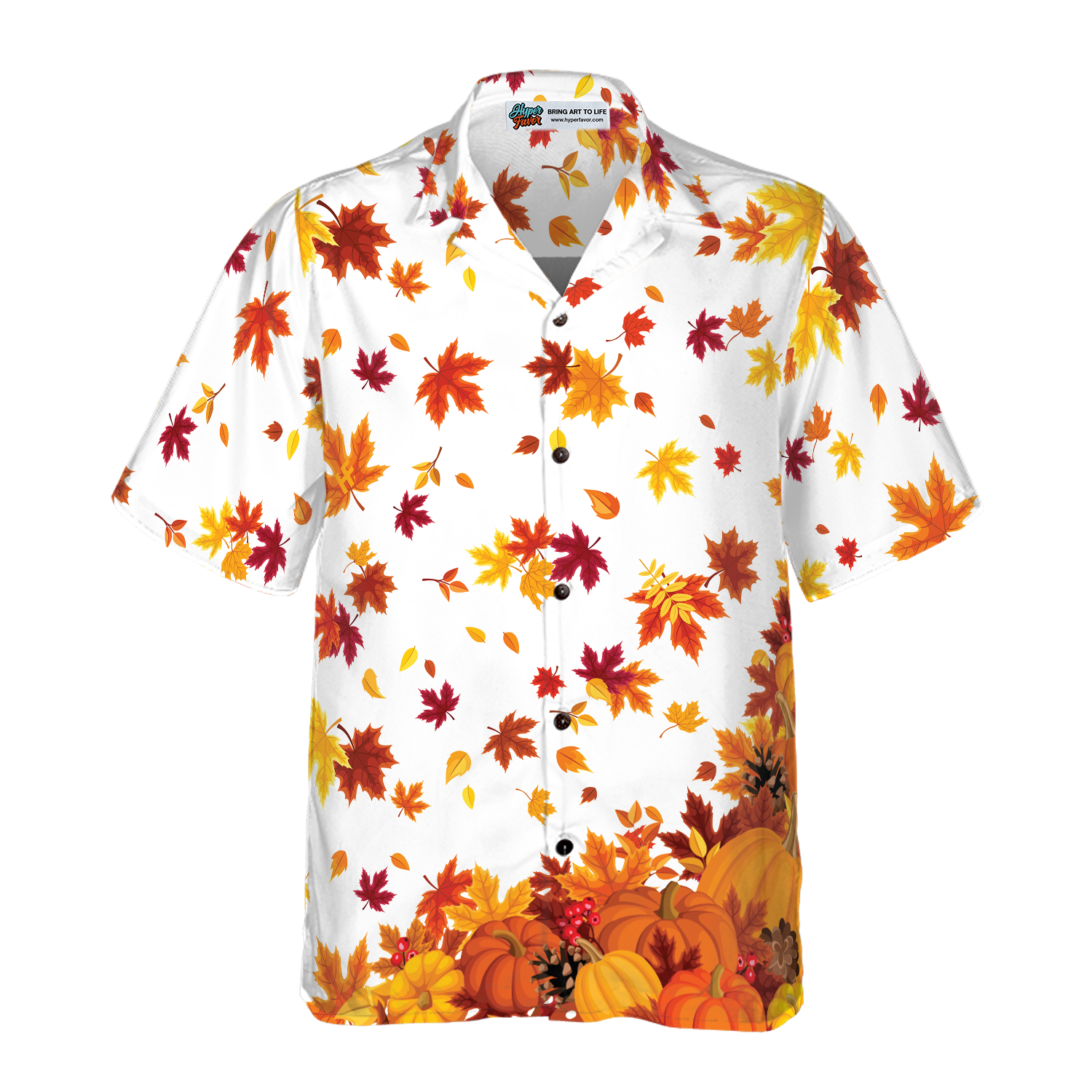 Thanksgiving Pumpkins And Autumn Leaves Hawaiian Shirt - Hyperfavor