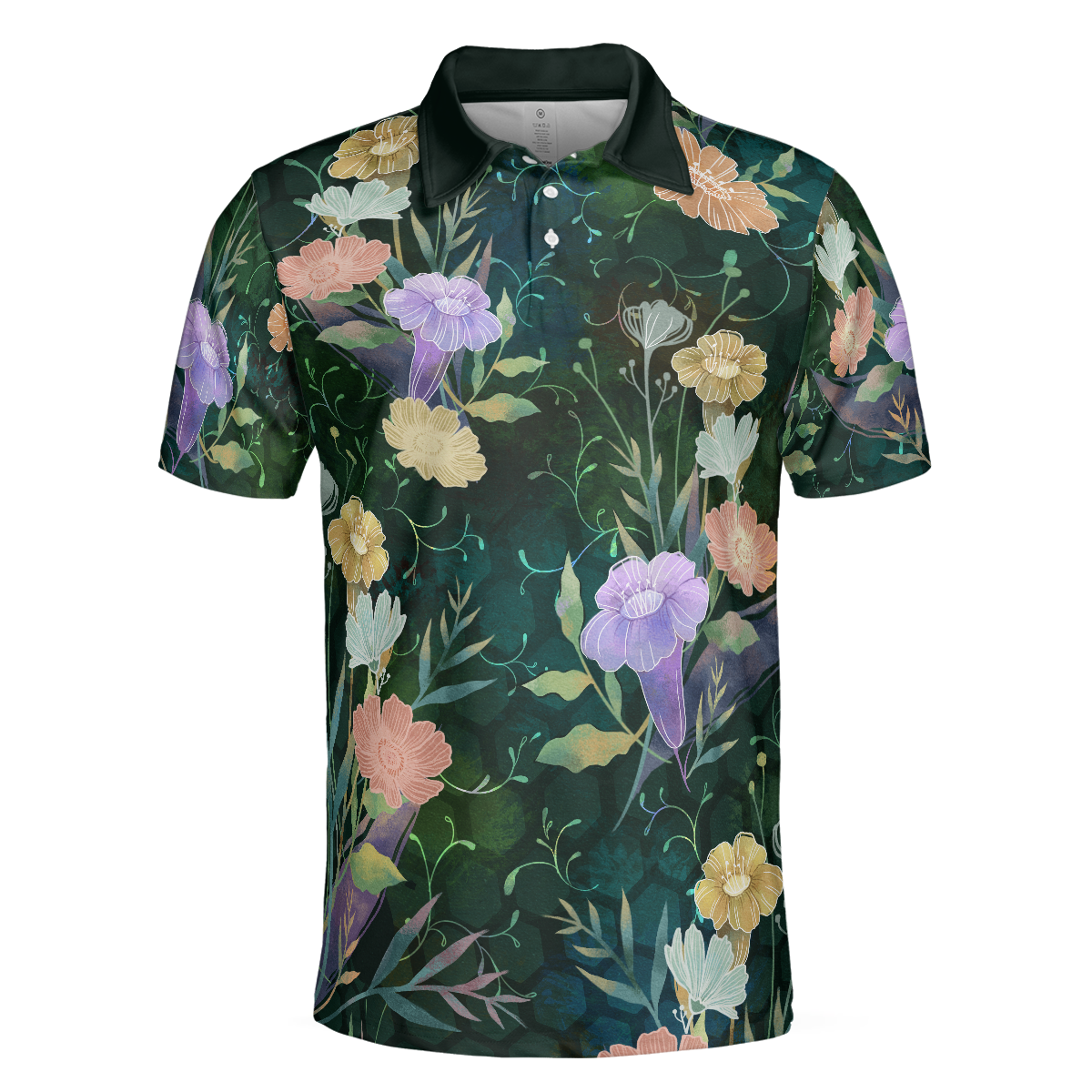 Vintage Floral Golf Texture Polo Shirt For Men - Hyperfavor