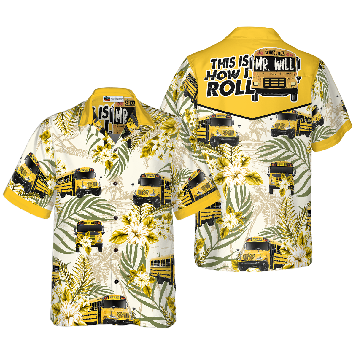 Personalized Name School Bus Driver Custom Hawaiian Shirt - Hyperfavor