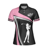 Golf Girl Black White And Pink Short Sleeve Women Polo Shirt, Best Golf Gift For Women - Hyperfavor