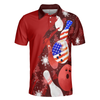 American Flag Christmas Bowling Ball and Pins Mens Polo Shirts - Hyperfavor