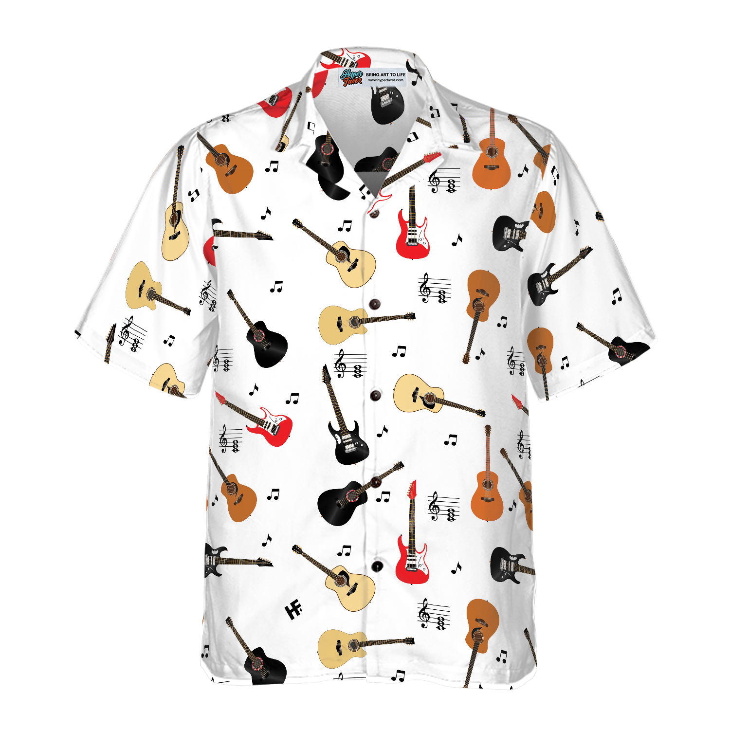 Guitar Musical Note Hawaiian Shirt - Hyperfavor