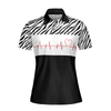 Bowling Heartbeat Zebra Pattern Short Sleeve Women Polo Shirt, Bowling Shirt For Ladies - Hyperfavor