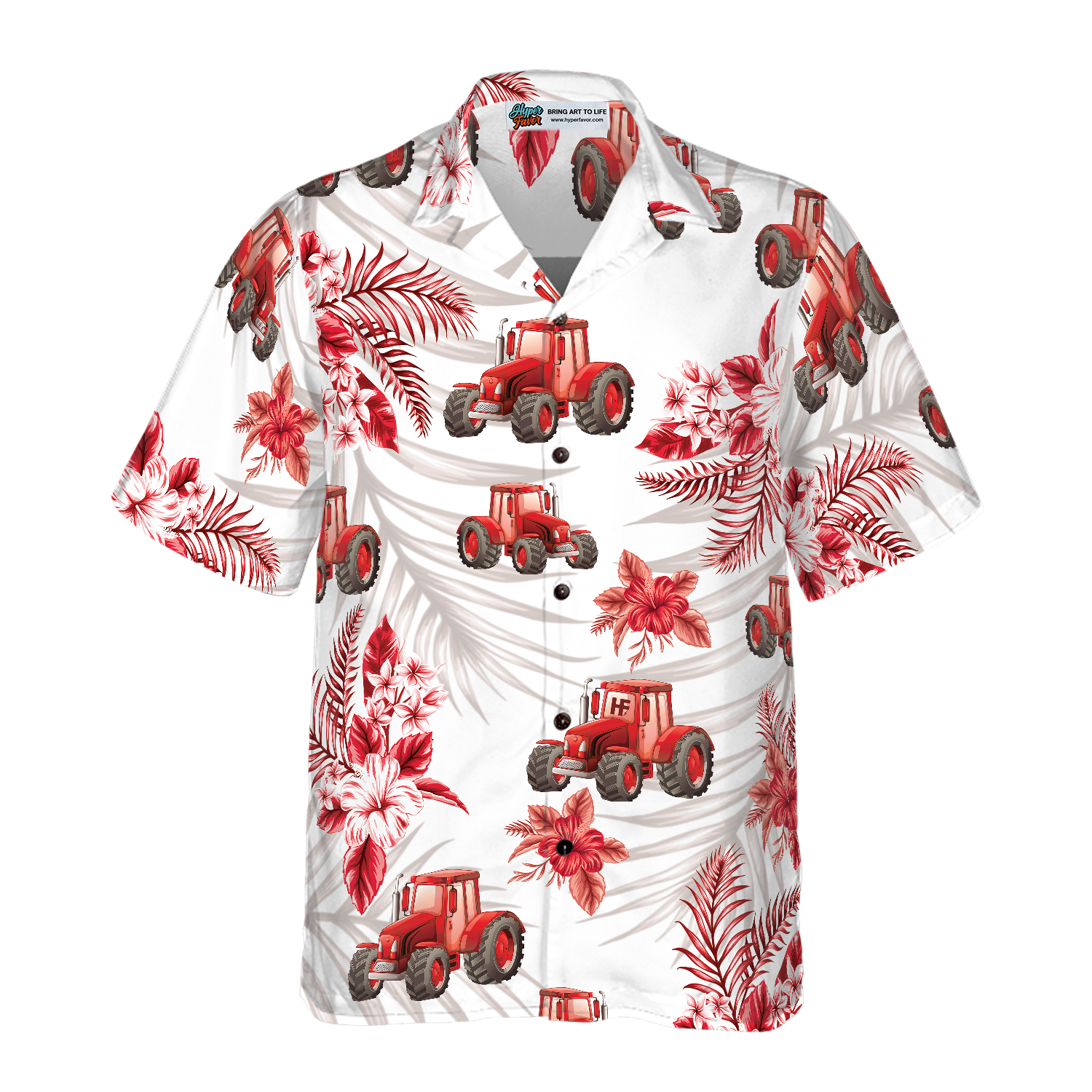 Tropical Red Tractor Hawaiian Shirt - Hyperfavor