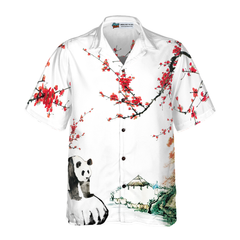 Panda With Plum Blossom Shirt Hawaiian Shirt - Hyperfavor