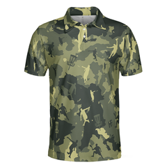 Camouflage Texture Disc Golf Shirt For Men Polo Shirt, Cool Camo Disc Golf Shirt Design For Male Players - Hyperfavor