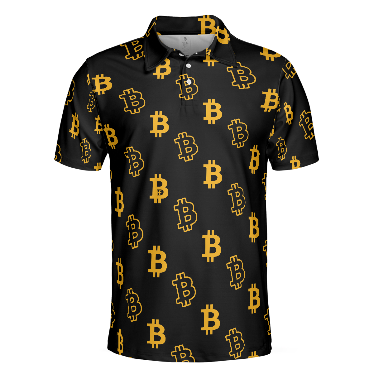 Seamless Pattern Bitcoin Polo Shirt, Luxury Black And Gold Polo Shirt, Best Cryptocurrency Shirt For Men - Hyperfavor