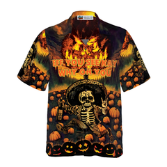 The Burning Pumpkin Sky & Skeleton Halloween Hawaiian Shirt, Halloween Shirt For Men And Women - Hyperfavor