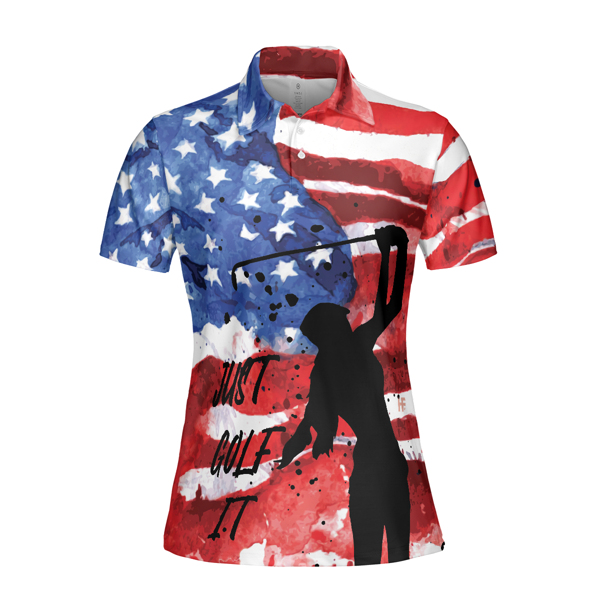 American Golfer Just Golf It V2 Short Sleeve Women Polo Shirt, American Flag Golf Shirt For Ladies - Hyperfavor