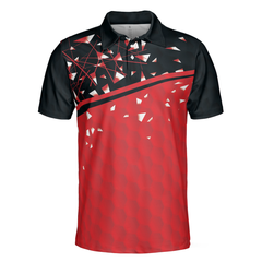 Sporty Golf Breaker Red And Black Golf Polo Shirt, Red And White Triangle Pattern Shirt Design, Best Golf Gift Idea - Hyperfavor