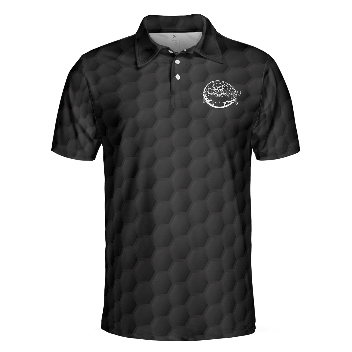 Pray For Birdie Golfing Skeleton Polo Shirt, Black Golf Pattern Skull Polo Shirt, Best Golf Shirt For Men - Hyperfavor