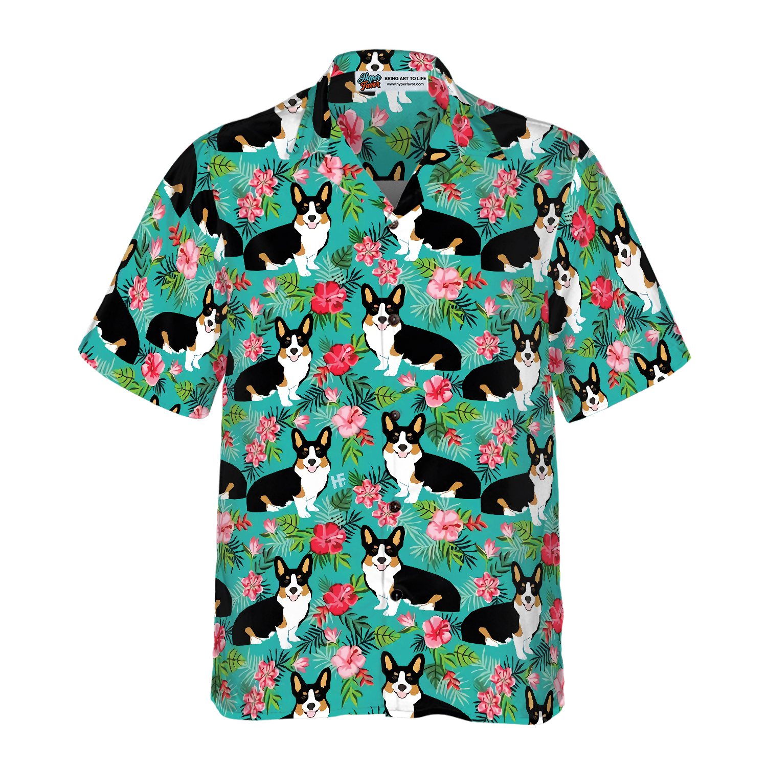 Tropical Floral Corgi Hawaiian Shirt, Corgi Shirt For Men And Women - Hyperfavor