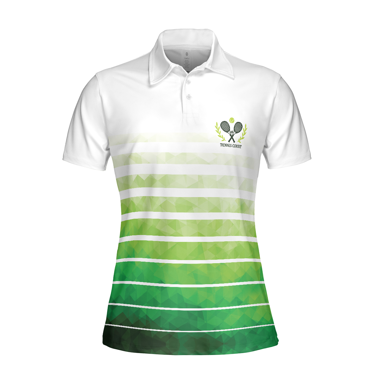 Abstract Green Geometric Tennis Short Sleeve Women Polo Shirt - Hyperfavor