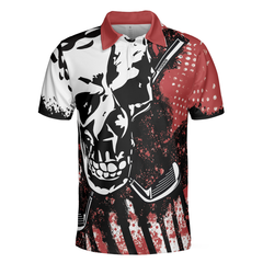 Blade Mens Golf Red Short Sleeve Golf Polo Shirt, Skull Polo Shirt, Best Golf Shirt For Men - Hyperfavor