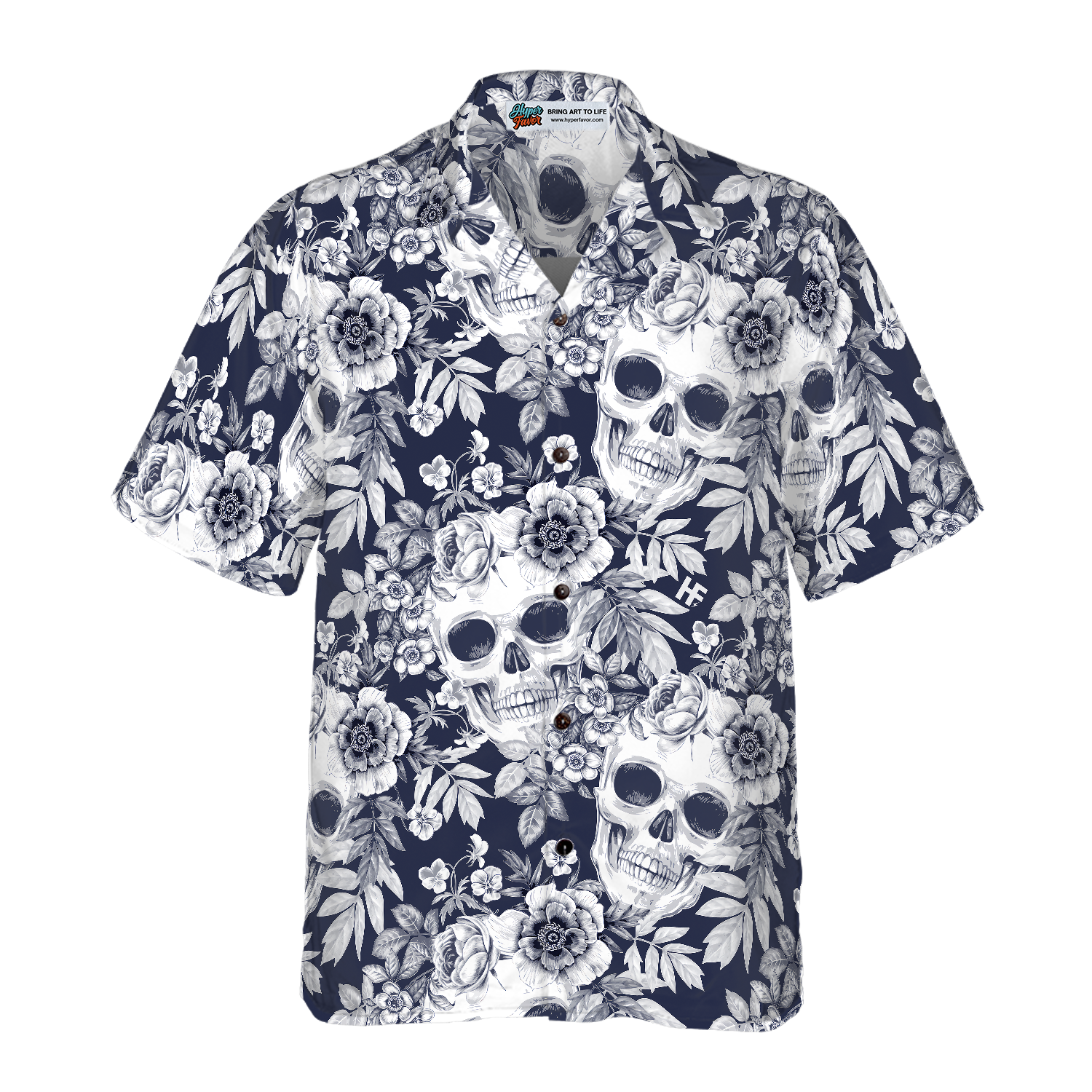 Wreaths Of Garden Flowers And Skulls Hawaiian Shirt - Hyperfavor