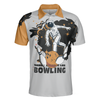 Bowling Astronaut in Space Short Sleeve Polo Shirt, White and Gold Bowling Shirt For Men - Hyperfavor