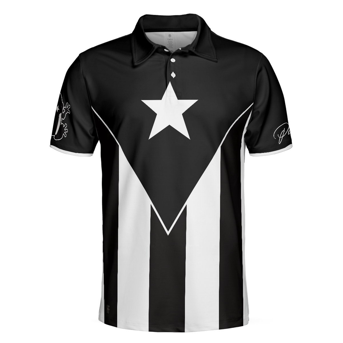 Puerto Rico Flag Black And White Polo Shirt, Puerto Rican Toad Coquí Shirt - Hyperfavor