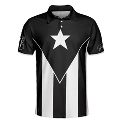 Puerto Rico Flag Black And White Polo Shirt, Puerto Rican Toad Coquí Shirt - Hyperfavor