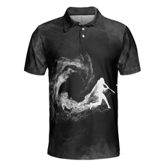 Baseball On Smoke Black Theme Polo Shirt, Smoke Baseball Striker Player Polo Shirt, Best Baseball Shirt For Men - Hyperfavor