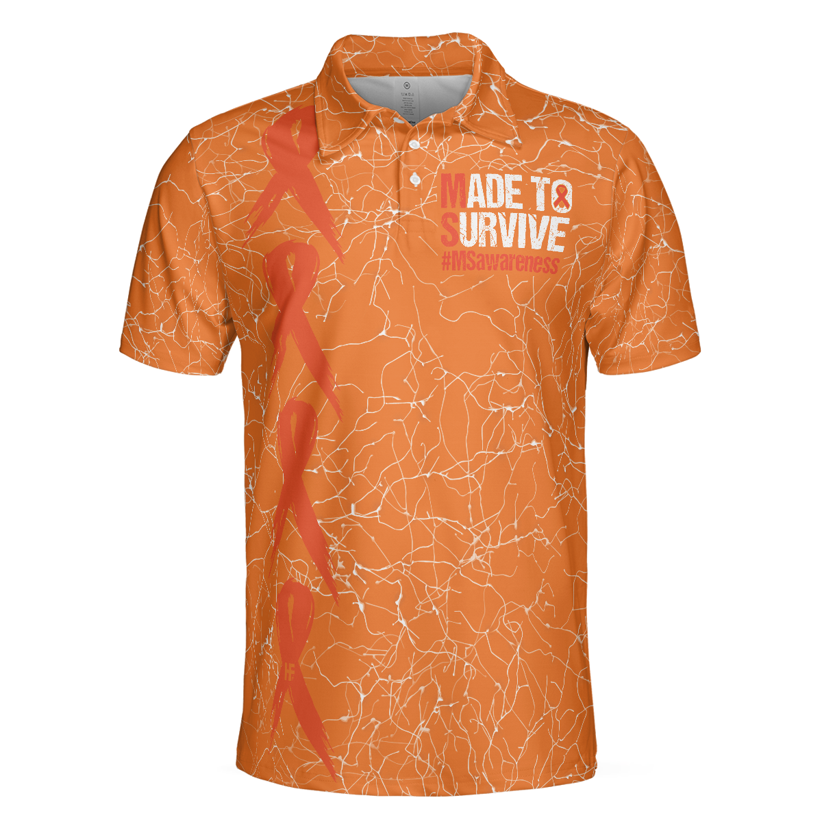 No One Fights Alone MS Awareness Polo Shirt, Multiple Sclerosis Awareness Ribbon Polo Shirt, MS Awareness Shirt For Men - Hyperfavor