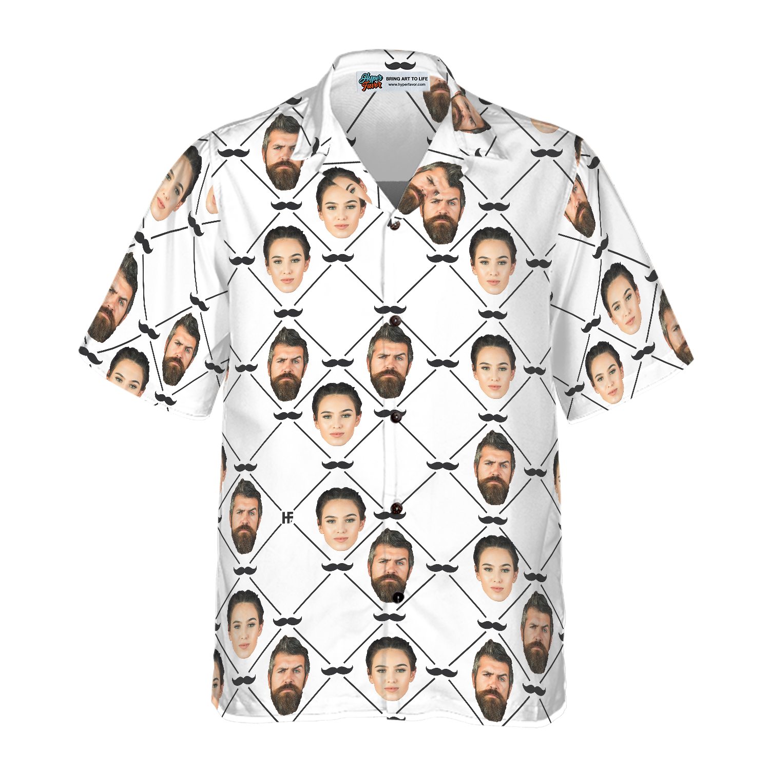 Beard Personalized Couples Face Custom Hawaiian Shirt - Hyperfavor