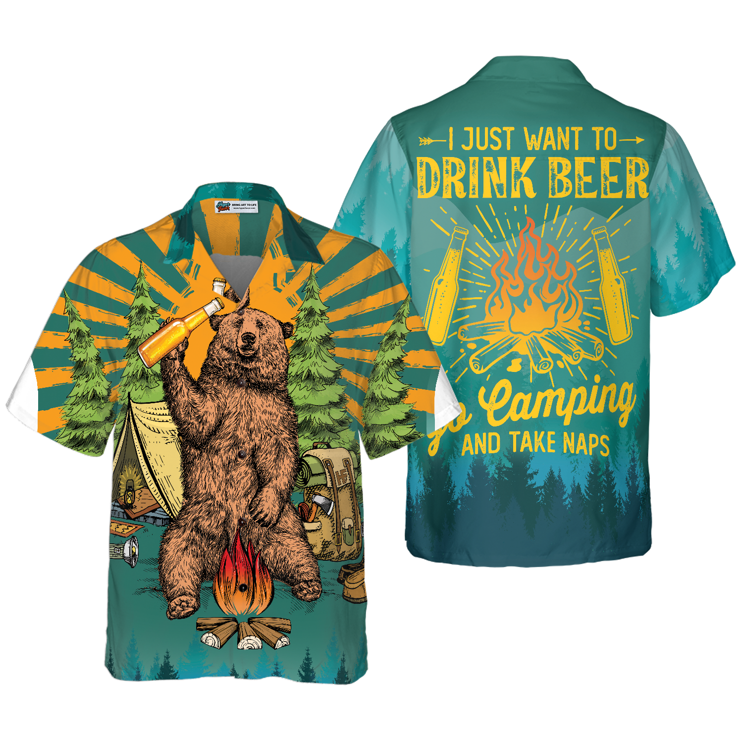 I Just Want To Drink Beer Go Camping And Take Naps V2 Hawaiian Shirt - Hyperfavor