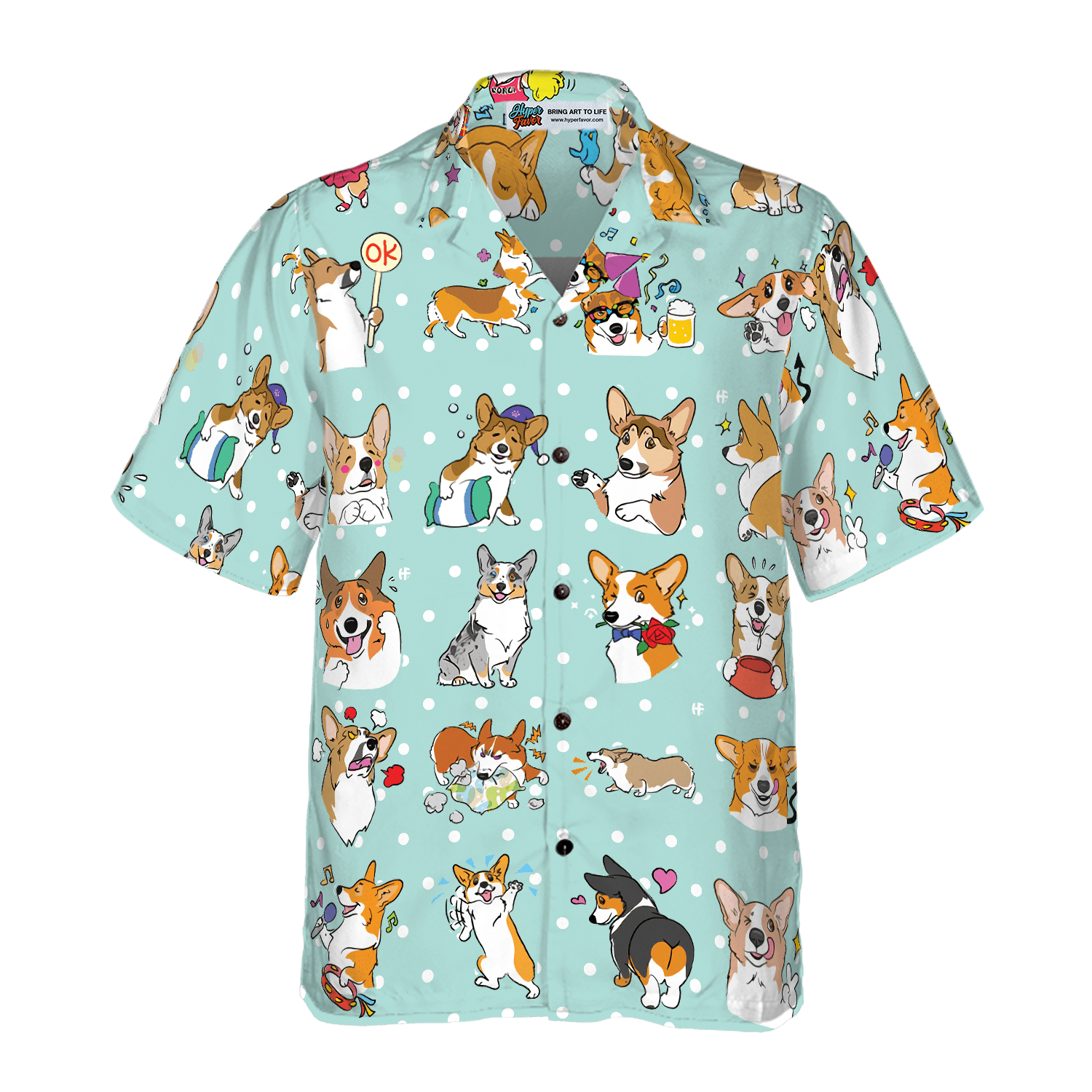 Cartoon Welsh Corgi Hawaiian Shirt, Best Dog Shirt For Corgi Lovers Gifts - Hyperfavor