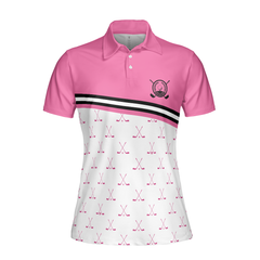 Crossed Pink Golf Clubs Golf Short Sleeve Women Polo Shirt - Hyperfavor