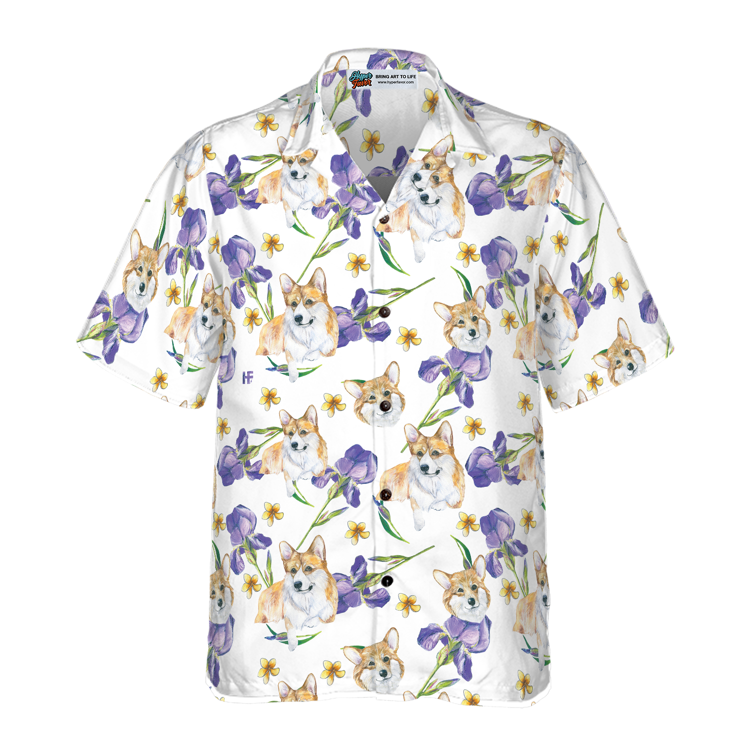 Corgi And Flowers Shirt For Men Hawaiian Shirt - Hyperfavor