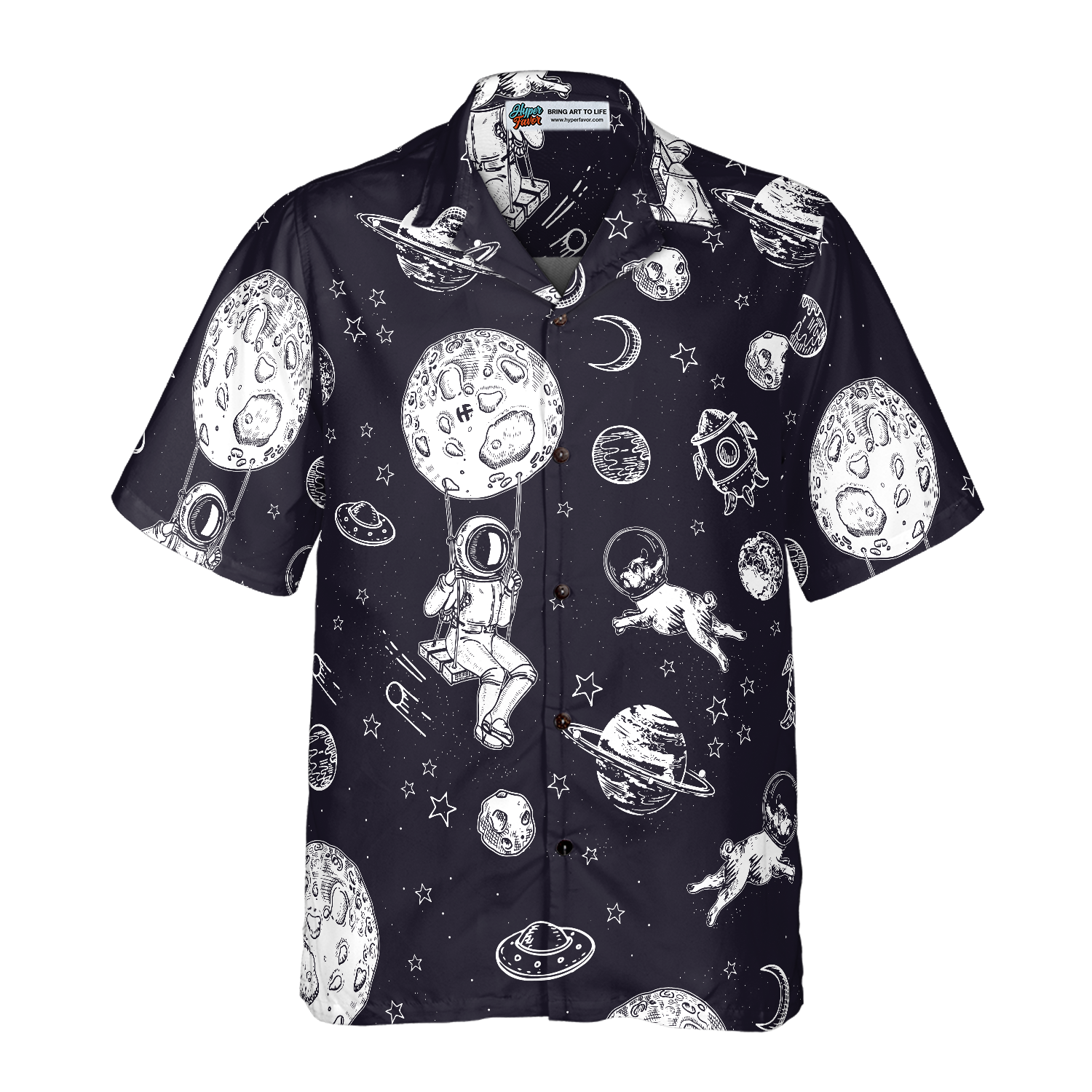 Astronaut And His French Bulldog Hawaiian Shirt - Hyperfavor