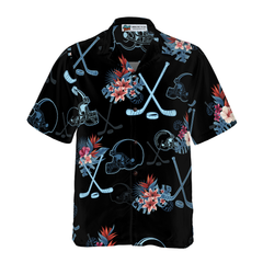 Hockey Helmet Tropical Pattern Hawaiian Shirt - Hyperfavor